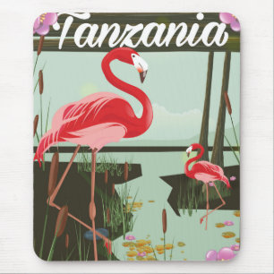 Tapis De Souris Tanzanie - Lac Natron - Affiche de voyage flamant