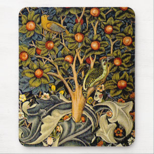 Tapis De Souris Tapisserie d'oiseaux au pic vert de William Morris