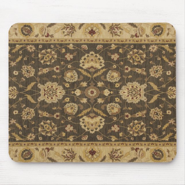 Tapis De Souris Tapisserie florale d'or de vert forêt (Devant)