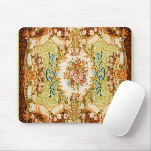 Tapis De Souris tapisserie rose à fleurs baroque victorienne
