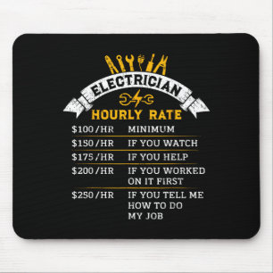Tapis De Souris Tarif horaire d'électricien pour humour de bricole