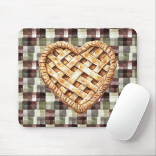Tapis De Souris Tartan Burgundy Vert Crème Apple Pie à Cœur
