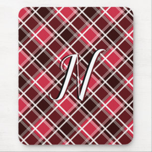 Tapis De Souris Tartan classique Plaid Red Black Monogramme person