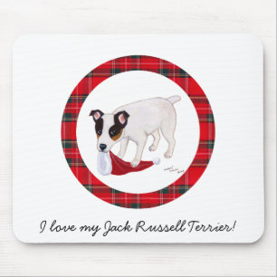 Tapis De Souris Tartan de Noël de Jack Russell Terrier