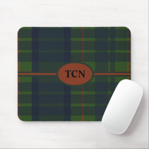 Tapis De Souris Tartan écossais vert et bleu rouge Monogramme