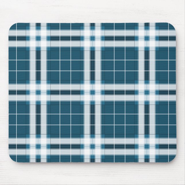 Tapis De Souris Tartan en bleu et blanc (Devant)