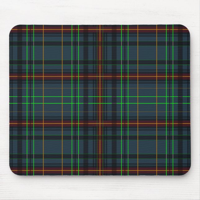 Tapis De Souris Tartan en bleu, orange, vert... (Devant)