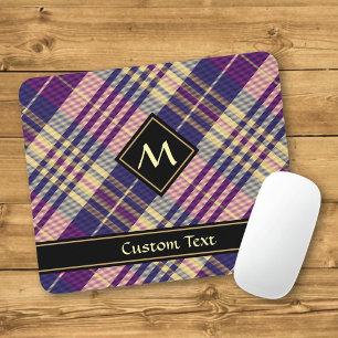 Tapis De Souris Tartan mauve, or et bleu