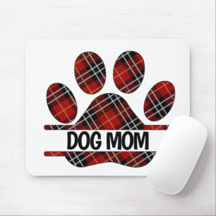 Tapis De Souris Tartan Plaid DOG MOM Pawprint