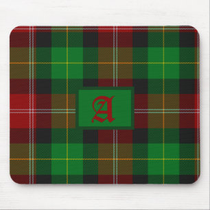 Tapis De Souris Tartan Scottish Plaid Red & Green Monogram