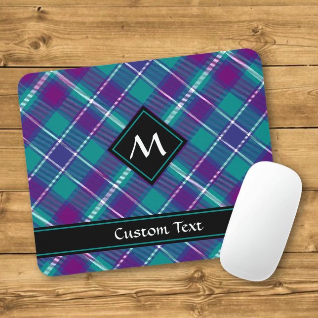 Tapis De Souris Tartan Vert de Mer, Violet et Bleu (Créateur téléchargé)
