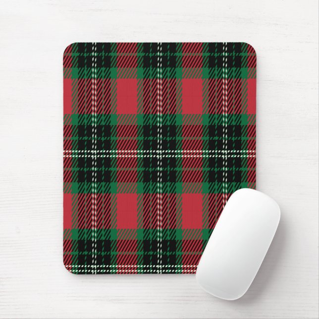 Tapis De Souris Tartan vert et rouge (Avec souris)