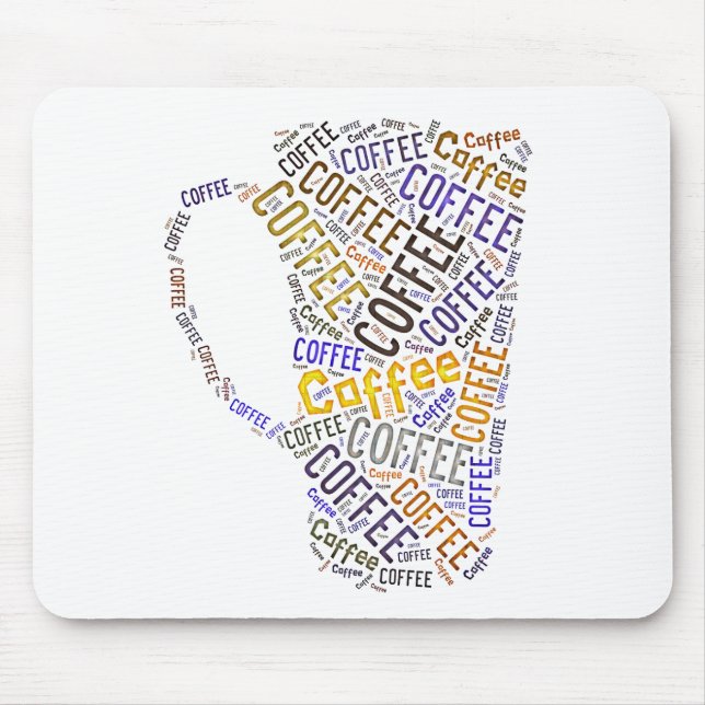 Tapis De Souris Tasse de café en art typographique (Devant)