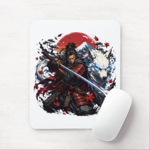Tapis De Souris Tasse Samouraï et Loup Blanc Fant Fantastique Gu