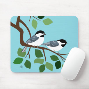 Tapis De Souris Tasses de souris mésange sur une branche