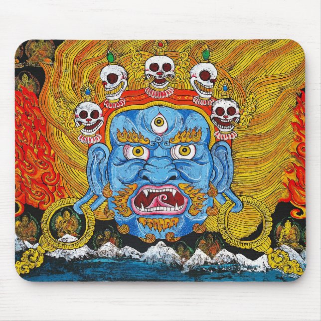 Tapis De Souris tatouage cool oriental tibétain thangka démon (Devant)