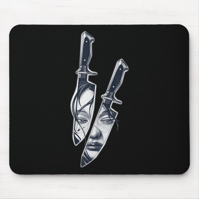 Tapis De Souris Tatouage de la fille couteau (Devant)