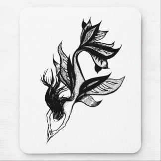 Tapis De Souris Tatouage de sirène style brosse dessin d'encre omb
