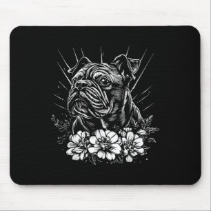 Tapis De Souris Tatouage de style rétro Amoureux des chiens Bulldo