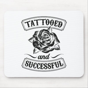 Tapis De Souris Tatoué et réussi Roses florales Tatouage drôle