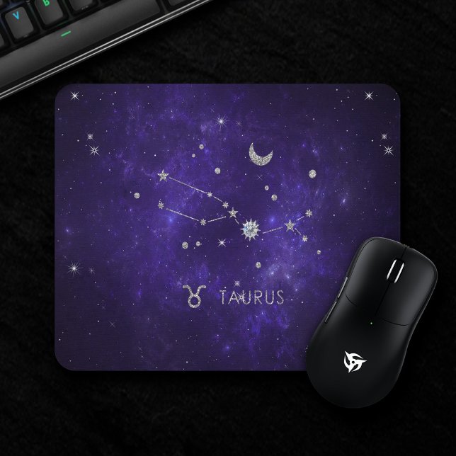 Tapis De Souris Taurus pourpre zodiaque | Horoscope d'astrologie c (Créateur téléchargé)