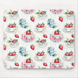 Tapis De Souris Teacup de fraise vintage motif floral