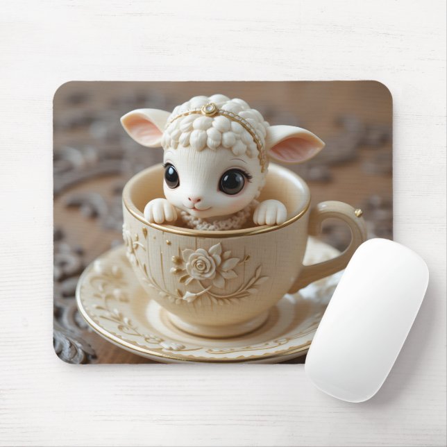 Tapis De Souris Teacup Lamb Carving (Avec souris)