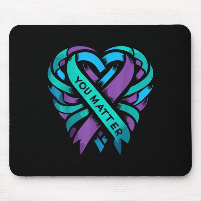 Tapis De Souris Teal Purple Heart You Suicide Prevention Awareness (Devant)
