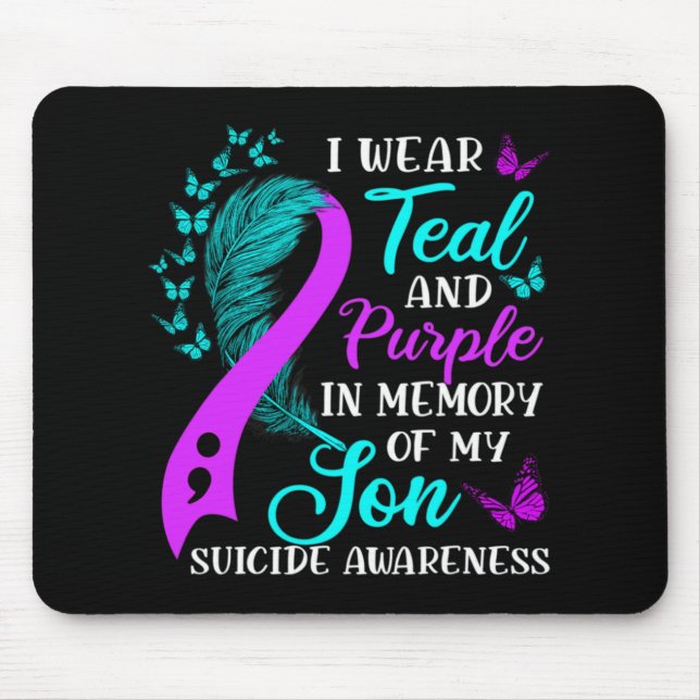 Tapis De Souris Teal Purple In Memory Of My Son Suicide Awareness  (Devant)