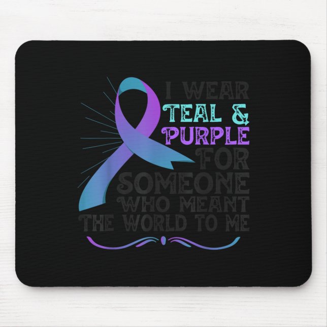Tapis De Souris Teal Purple Ribbon For Suicide Prevention Awarenes (Devant)