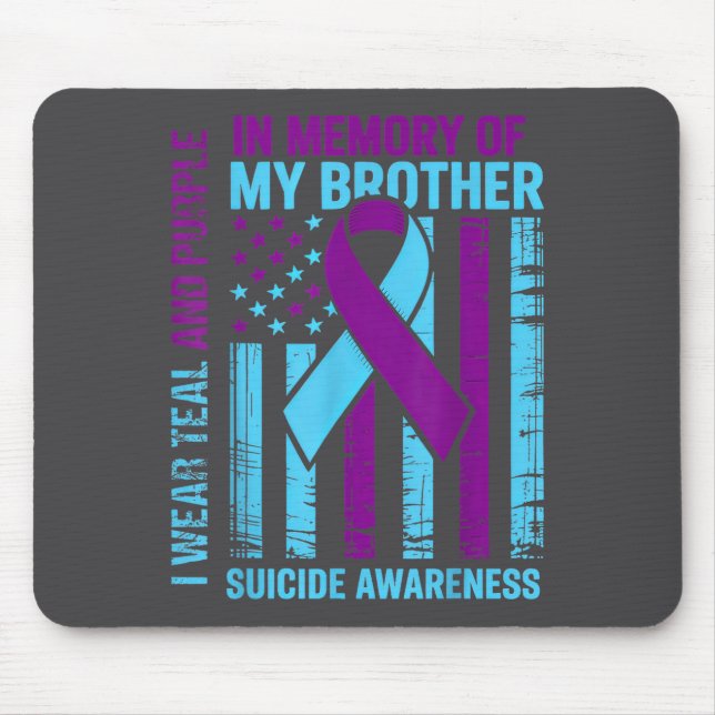 Tapis De Souris Teal Purple Ribbon Suicide Awareness Flag Brother  (Devant)