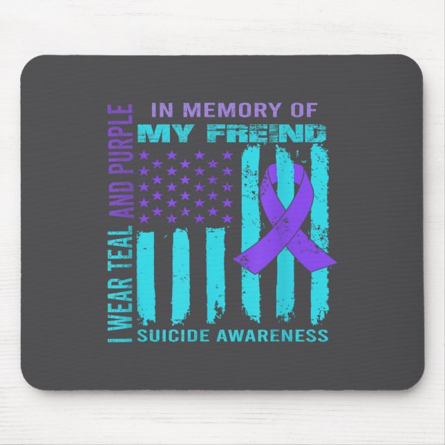 Tapis De Souris Teal Purple Ribbon Suicide Awareness Flag Freind B (Devant)
