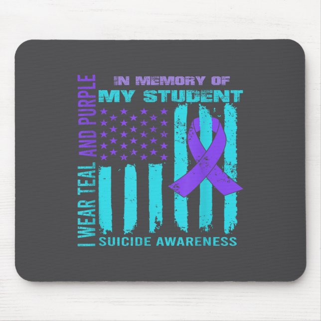 Tapis De Souris Teal Purple Ribbon Suicide Awareness Flag Student  (Devant)