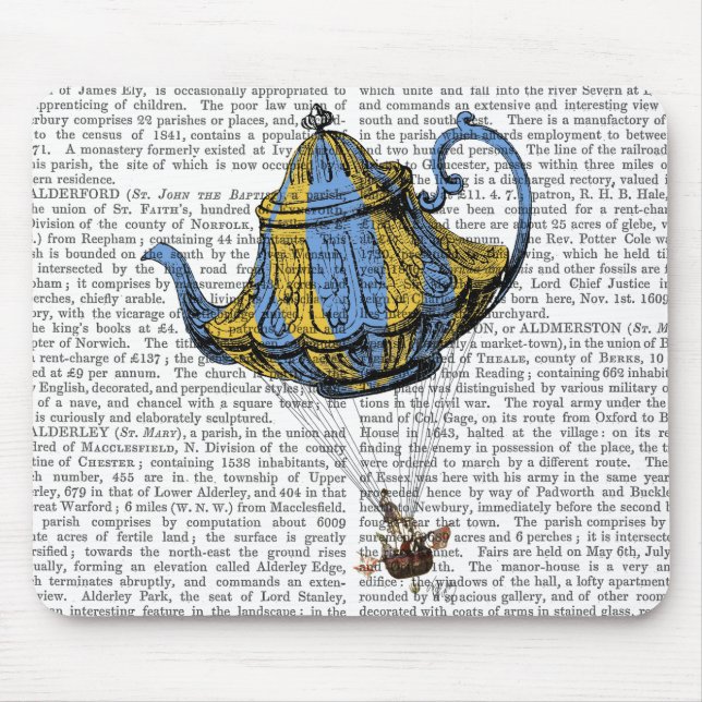 Tapis De Souris Teapot volant 3 bleu et jaune (Devant)