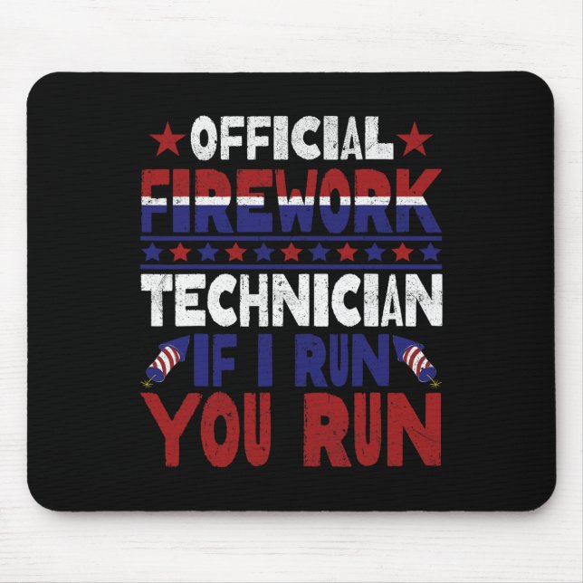 Tapis De Souris Technicien en Firework 4 juillet Funny Usa Pyro-te (Devant)