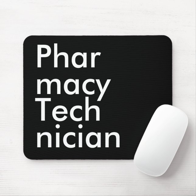 Tapis De Souris Technicien en pharmacie Noir Blanc Typographie Gra (Avec souris)