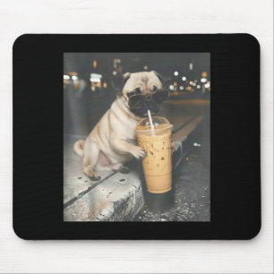 Tapis De Souris Teckel buvant un café glacé mème animal drôle chie