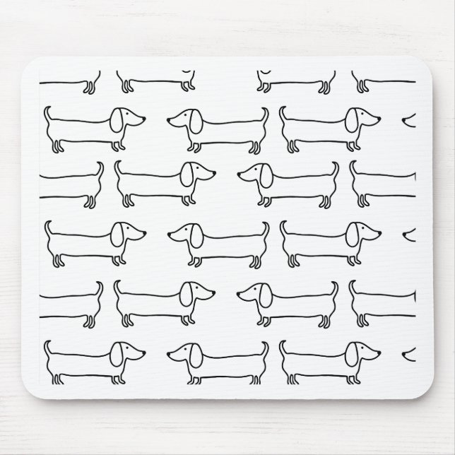 Tapis De Souris Teckel dans noir-blanc (Devant)