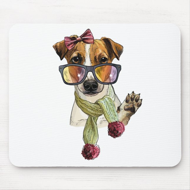 Tapis De Souris Teckell terrier Jack Russell branché (Devant)