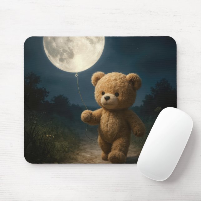 Tapis De Souris Teddy Bear With a Moon Balloon (Avec souris)