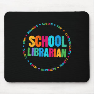 Tapis De Souris Tee bibliothécaire scolaire couleur arc-en-ciel bi