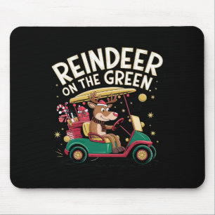 Tapis De Souris Tee de golf de Noël avec renne sur fond vert pour 