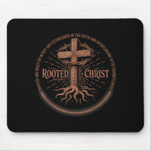 Tapis De Souris Tee Enraciné Dans Le Christ, Tee Jésus, Croix Vint