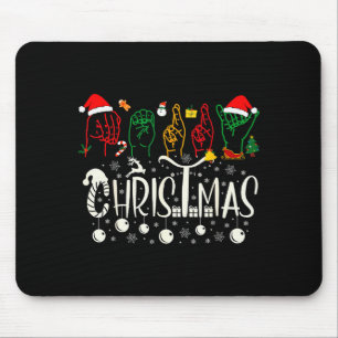 Tapis De Souris Tee Funny Merry Christmas Asl Langue des Signes Am