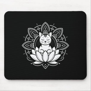 Tapis De Souris Tee-shirt de yoga méditation fleur de lotus chat p