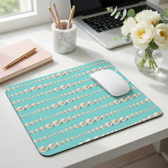Tapis De Souris Télégant sarcelle et perles (Créateur téléchargé)