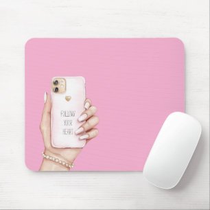 Tapis De Souris Téléphone chic fille ongles roses