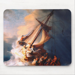 Tapis De Souris Tempête Sur La Mer De Galilée Peinture Rembrandt
