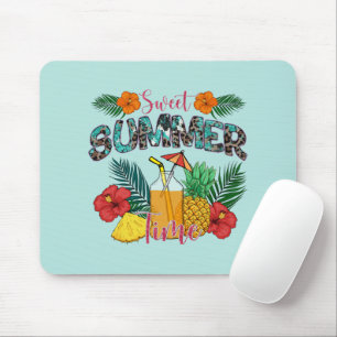 Tapis De Souris Temps d'été doux Fruits tropicaux et fleurs