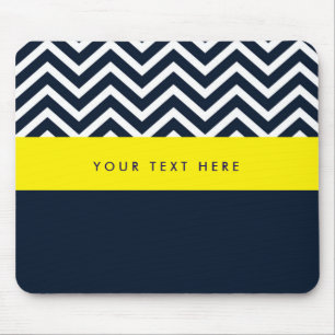 Tapis de souris tendance bleu marine et jaune Chev